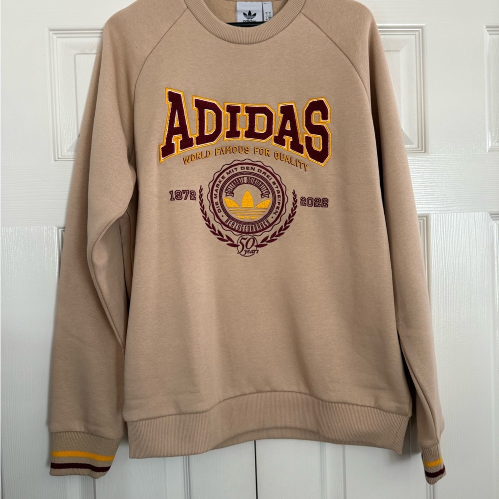 Adidas Tan Crewneck Sweater for Men
